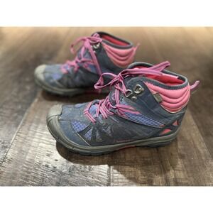 Merrell Capra Mid Girls Waterproof Hiking Boots Size 5 Pink And Gray